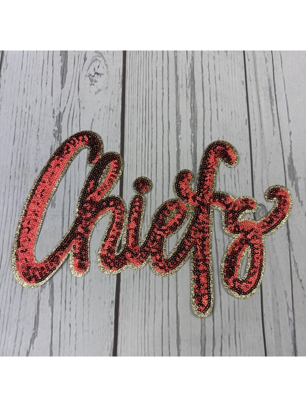 Sequin Iron-On Patch - 11 inch - KC Chiefs - football KC spiritwear